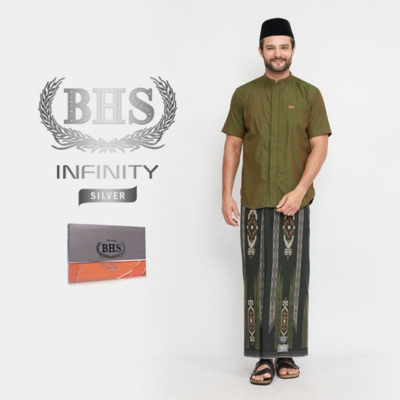 Sarung BHS Infinity Silver Motif V32 PKC Hijau Tua
