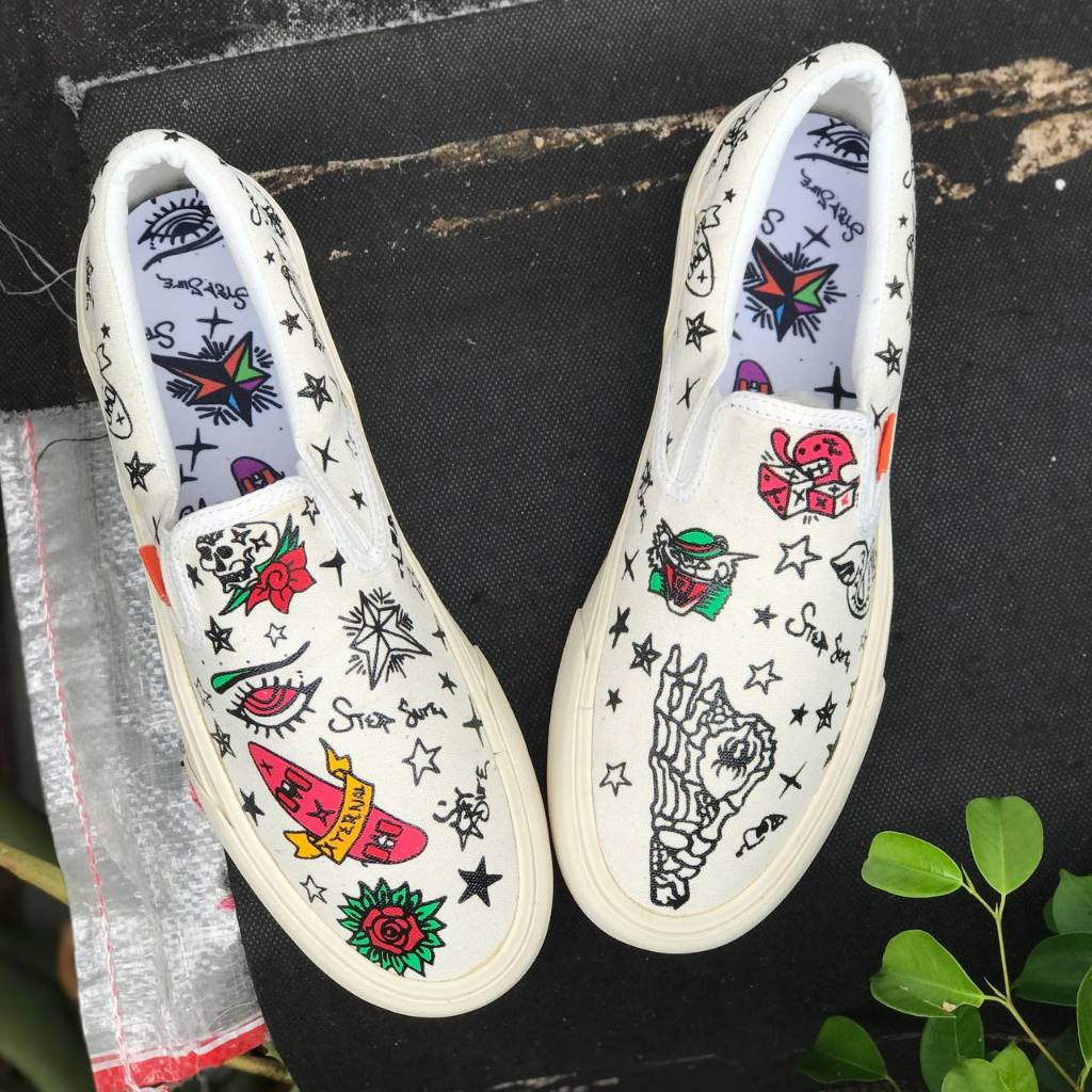 Sepatu Pria Wanita XternalStepSure Slip On X Colour Tatto Cyrano Offwhitee