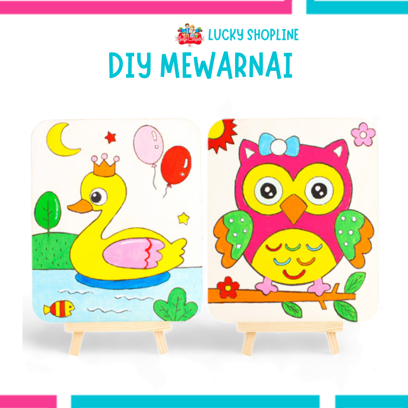 DIY Mewarnai Papan Kayu Anak – Prakarya Art Craft Montessori Edukasi TK