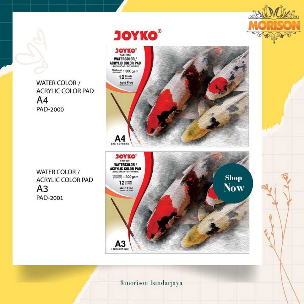

Joyko Watercolor Pad Buku Gambar A3 300 gsm 12 Sheets