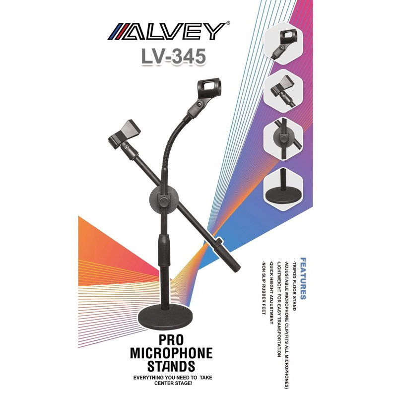 ALVEY LV-345 PROFESSIONAL MIKROPON STAND MEJA ALVEY TIANG MIC MEJA TIANG MIKROFON MEJA