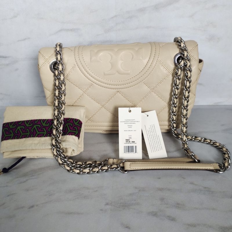 Preloved Tory Burch Fleming Soft Distressed Convertible Shoulder Bag New Cream