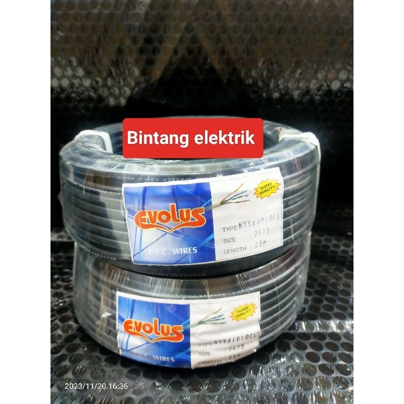 kabel serabut listrik / audio 2x0,75 Evolus (25meter)