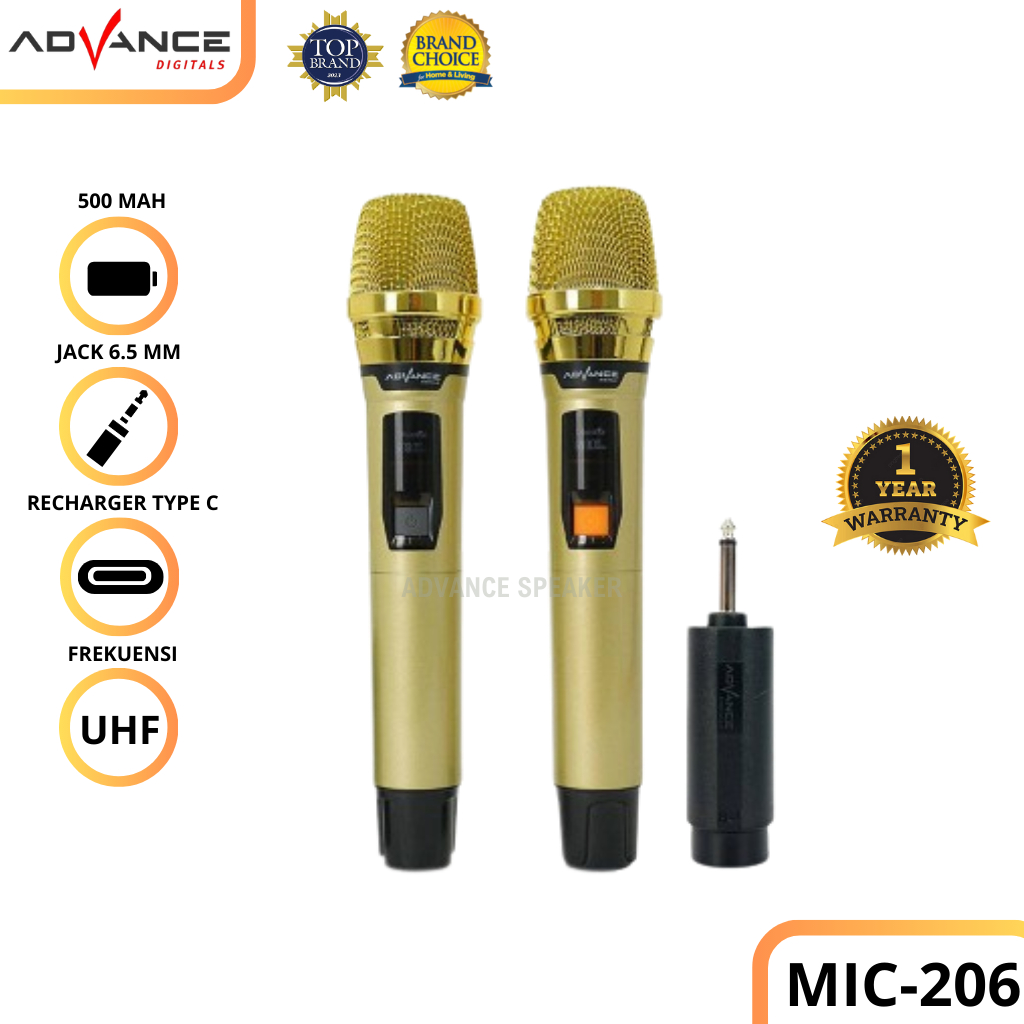 BIG PROMO Advance MIC-206 Double Mic Wireless Recharger Bisa digunakan untuk Souncard & Speaker
