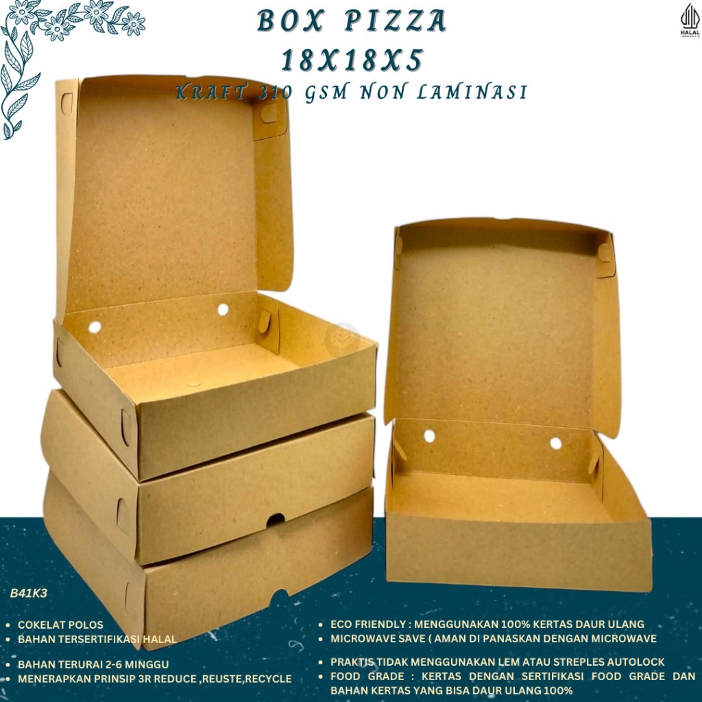 

Kardus Pizza 18x18 Dus Pizza 18x18 Box Pizza (B41K3-18X18X5 Cm)