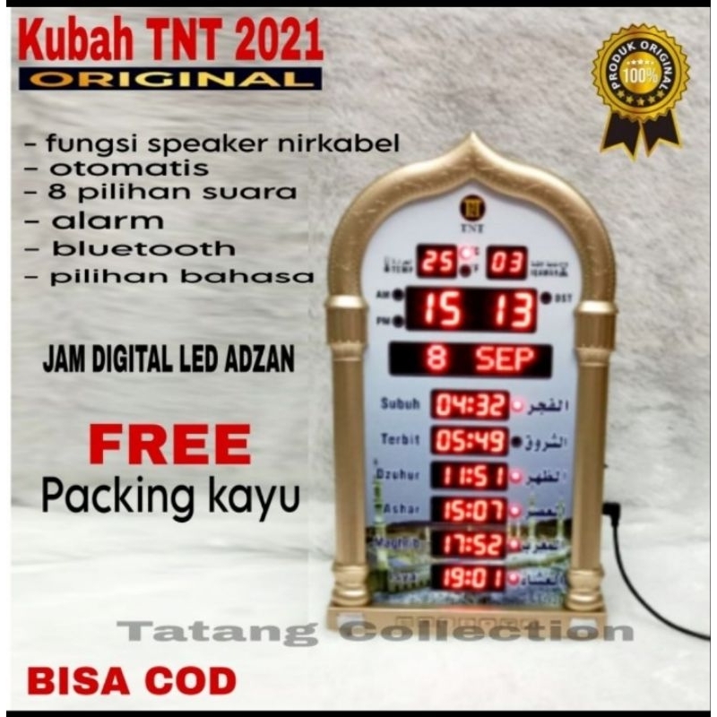 Jam Digital LED Adzan Iqomah & Alarm Otomatis 5 Waktu Sholat Kubah TNT 2021 Jam Islami