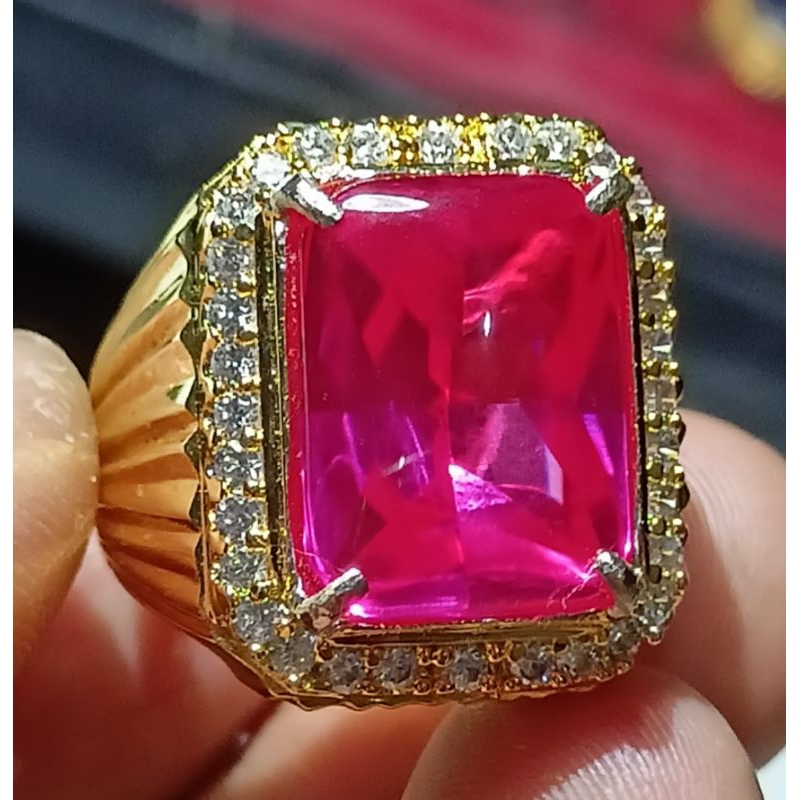 Cincin Batu Merah Siam Rose Original Bangkok