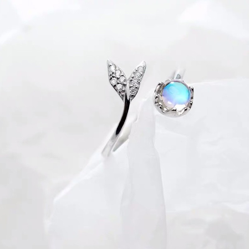 COD✨Cincin Jari Korea Mermaid Blue Desain Ekor Mermaid Princess Ariel Elegan Aesthetic Untuk Wanita-Yinmer