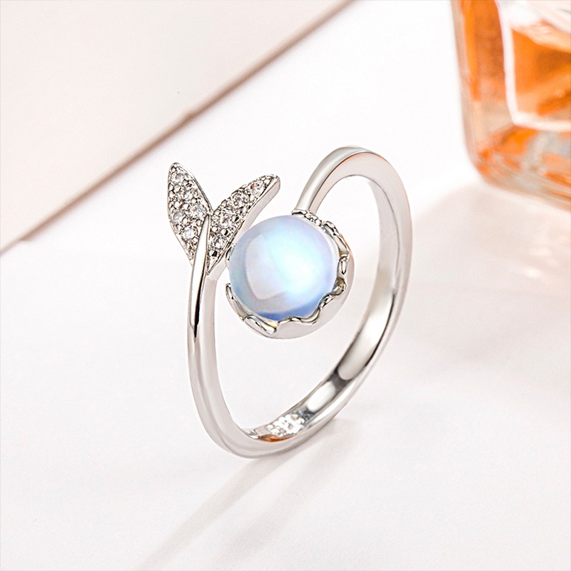 COD✨Cincin Jari Korea Mermaid Blue Desain Ekor Mermaid Princess Ariel Elegan Aesthetic Untuk Wanita-Yinmer