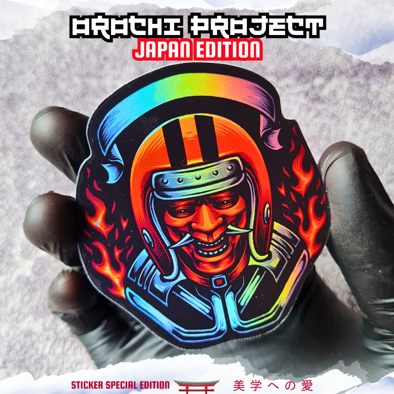 

Sticker Stiker Oni Devil Rider Motorcycle Japan Japanese Oriental Culture Special Edition Hologram Glossy Anti Air HP Laptop Tumbler Motor Helm