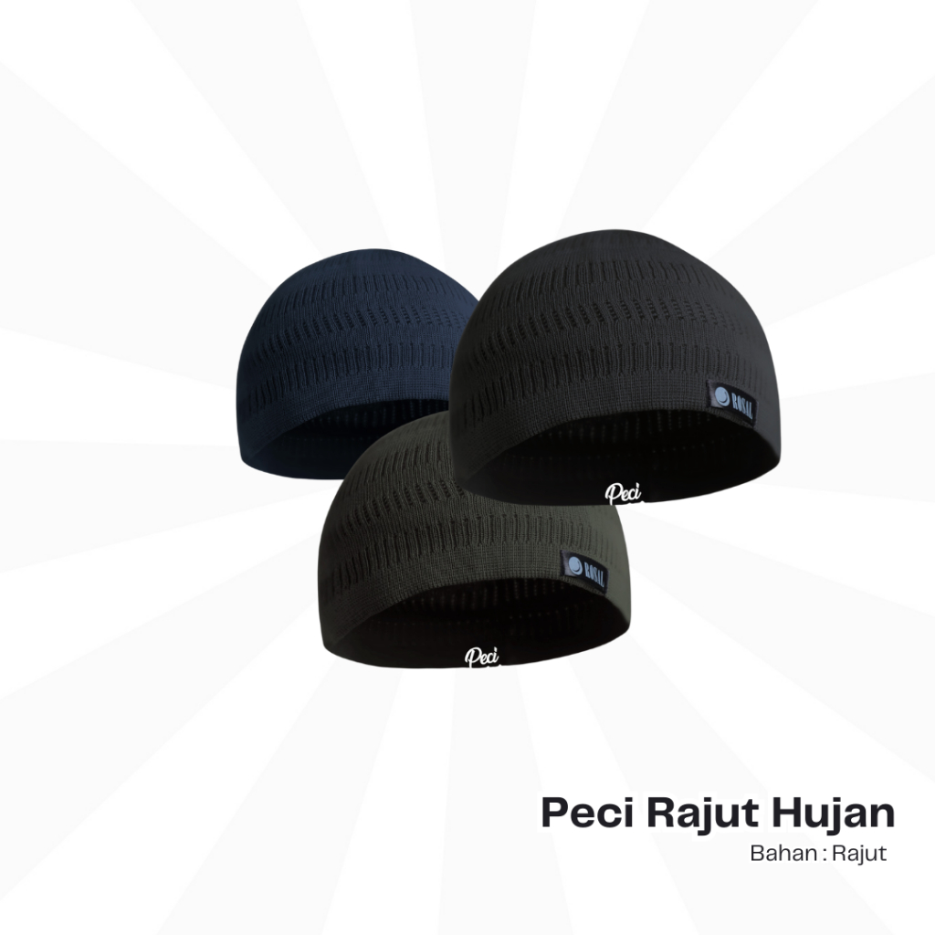 Peci Rajut Hujan ROSAL - Songkok Kopiah Pria Dewasa Polos Ikhwan