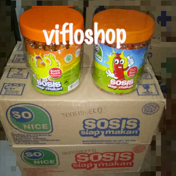 

Kardusan & Eceran Sosis So Nice Siap Makan (Ayam / Sapi) Toples 24 pcs