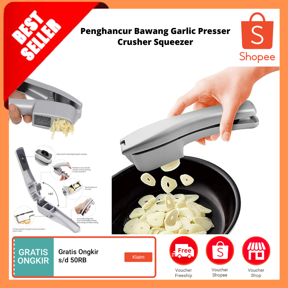 Penghancur Bawang Garlic Presser Crusher Squeezer / Pengiris Bawang Putih Pengupas Manual Rumah Tang