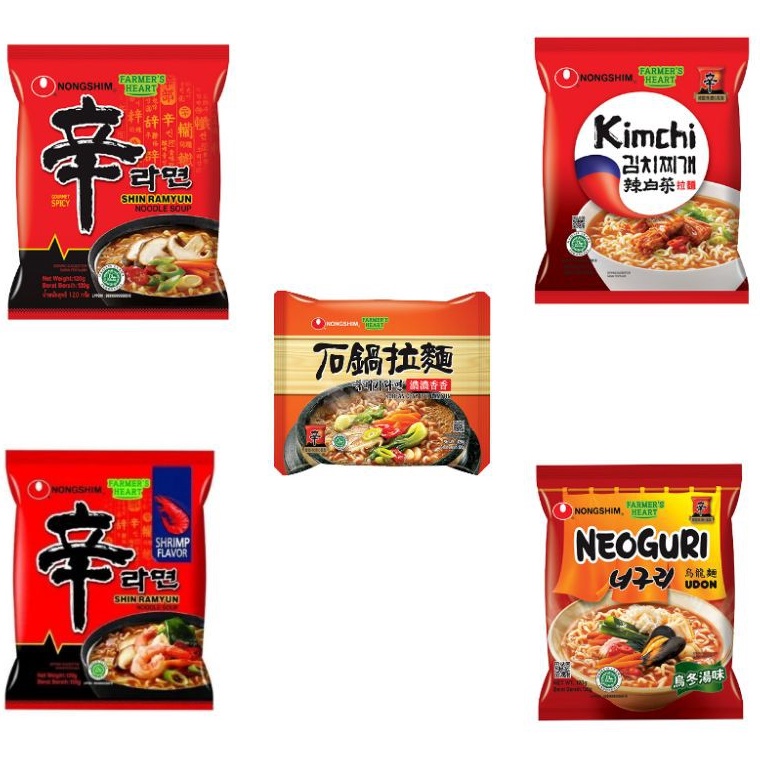 

NONGSHIM SHIN RAMYEON RAMYUN RAMEN Mie Instan HALAL Spicy Mushroom Kimchi Neuguri Udon ClayPot