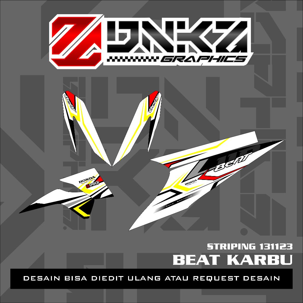 Stiker Beat Karbu Decal Striping Beat Karbu Premium Racing N131123 White DNKZ