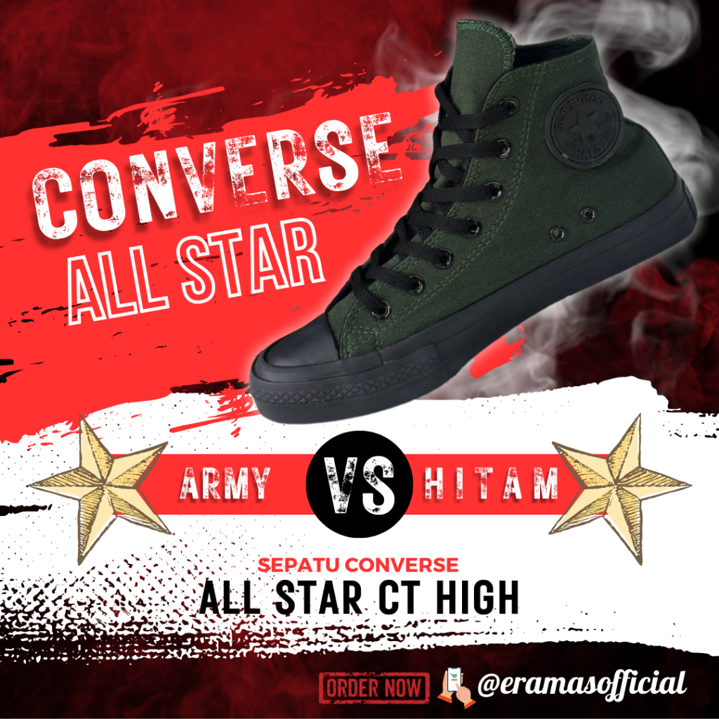 Sepatu Sneaker Converse All Star CT High Warna Army Hitam Spatu Srpatu Seoatu Sapatu Tinggi Convers 