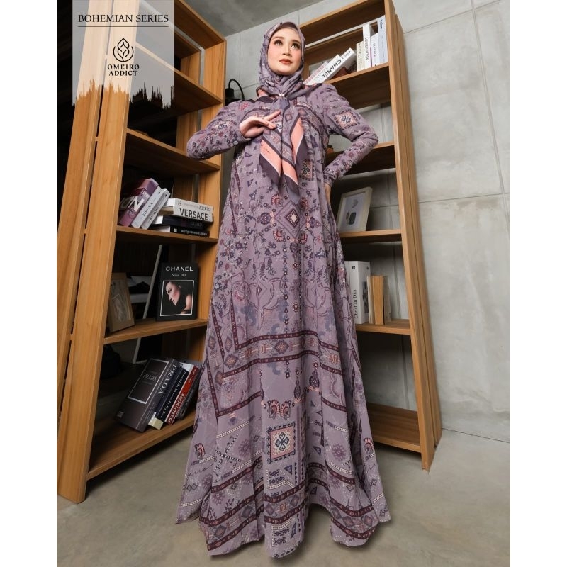 NEW SET JILBAB SEGIEMPAT + GAMIS BOHEMIAN BY OMEIRO