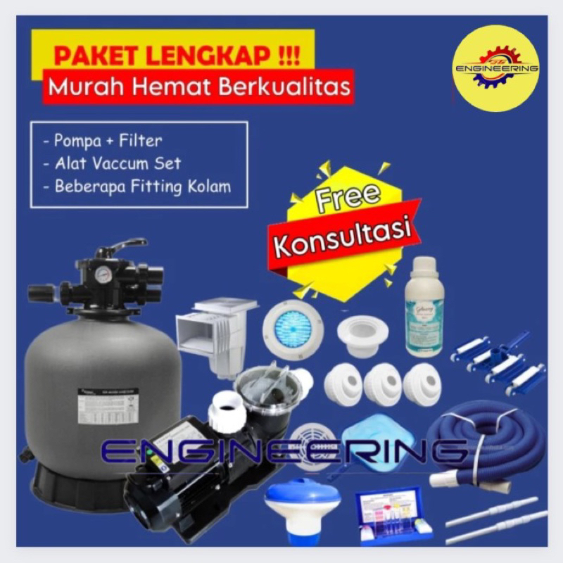 Pompa Kolam Renang Lengkap Paket Filter Vacum Pompa Kolam Renang - Set 1 hp