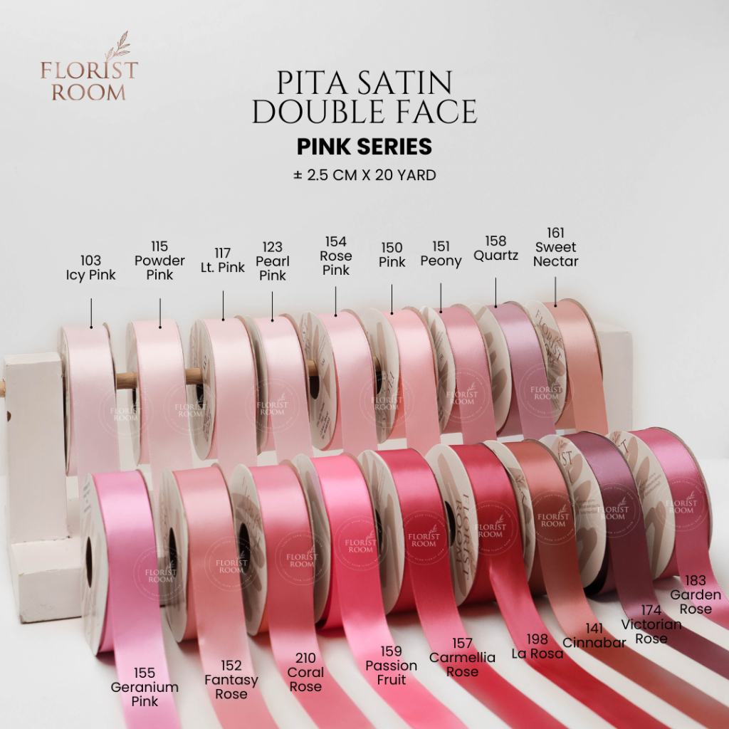 

Pita Satin Double Face ±2.5cm x 20 yard Pink Series