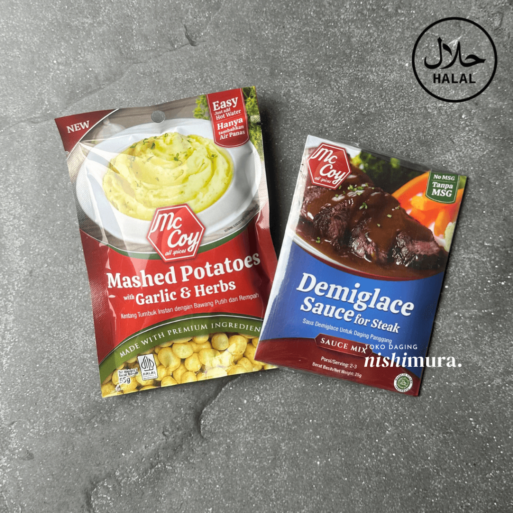 

Mashed Potato & Demi Glace Sauce Mc Coy - Kentang Tumbuk Saus Steak Demiglace Demiglaze