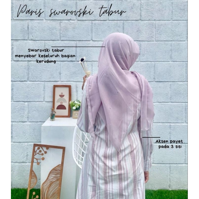 Jilbab Hijab Segiempat Paris jadul Swarovski  Tabur