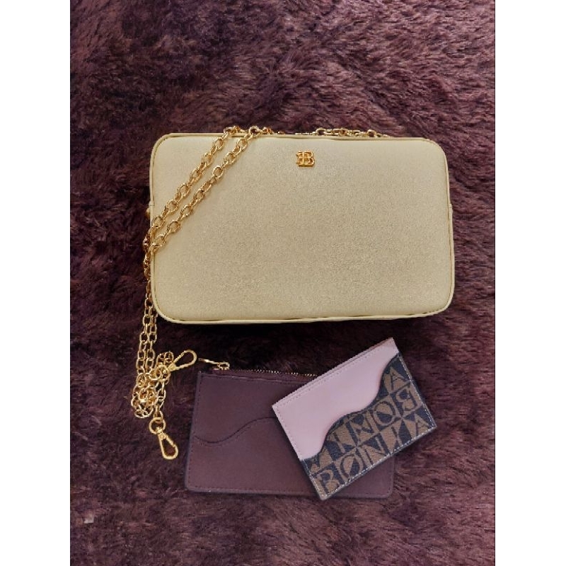 Bonia Original sling bag rantai leather free 2 card holder