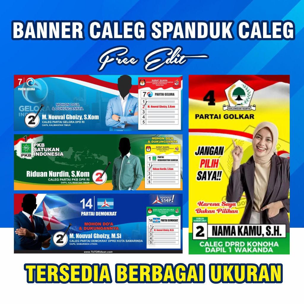 BANNER CALEG / SPANDUK CALEG / BALIHO CALEG PARTAI / FREE DESAIN / REVISI SAMPAI PUAS