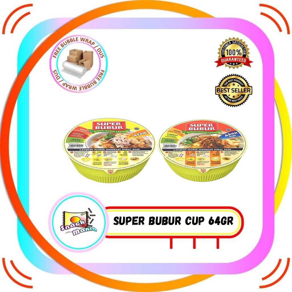 

Super Bubur Instan Ayam 64 gr Abon Sapi 67 gr Cup Mangkok
