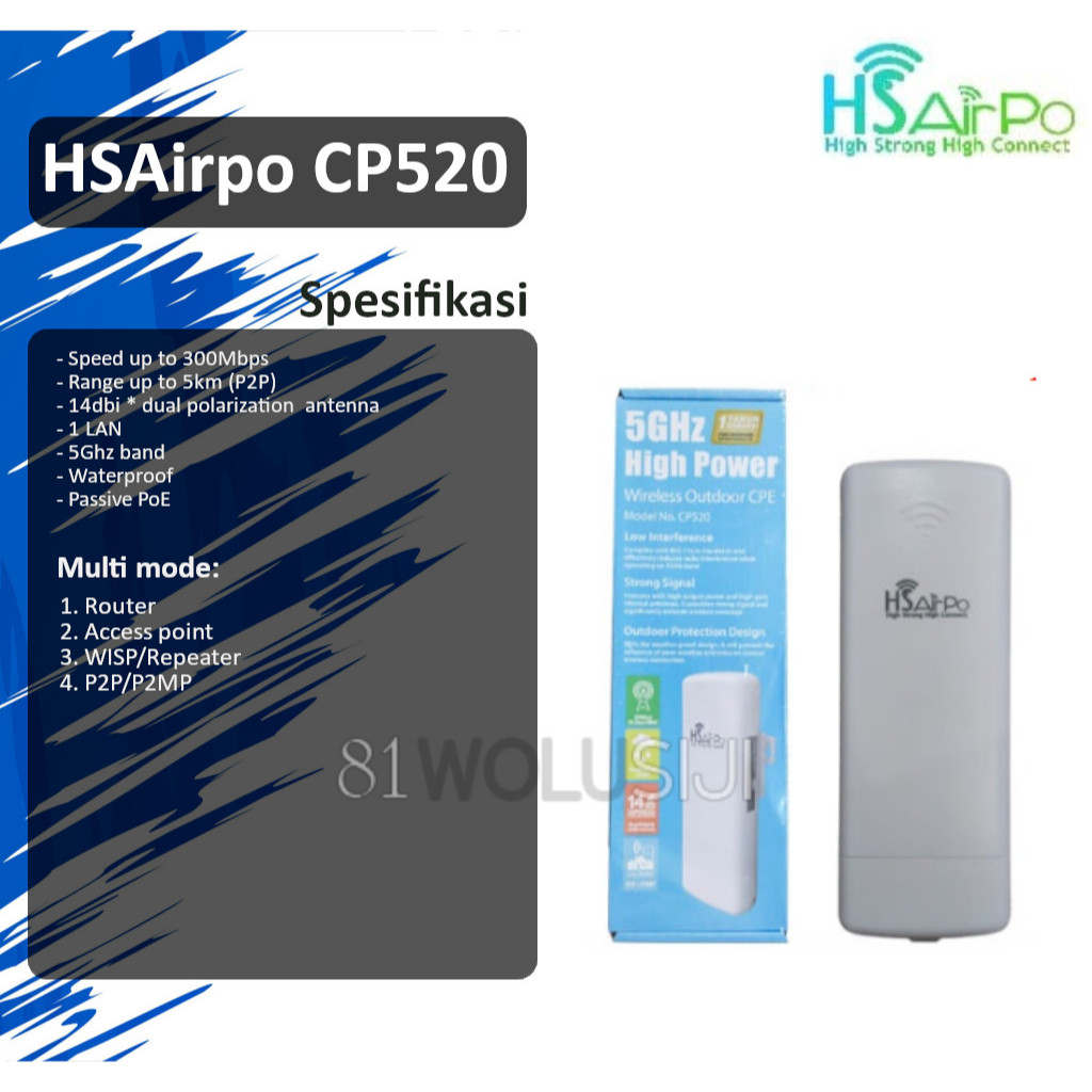 HSAirpo CP520 5Ghz Wireless N 300Mbps - Wireless Outdoor Router