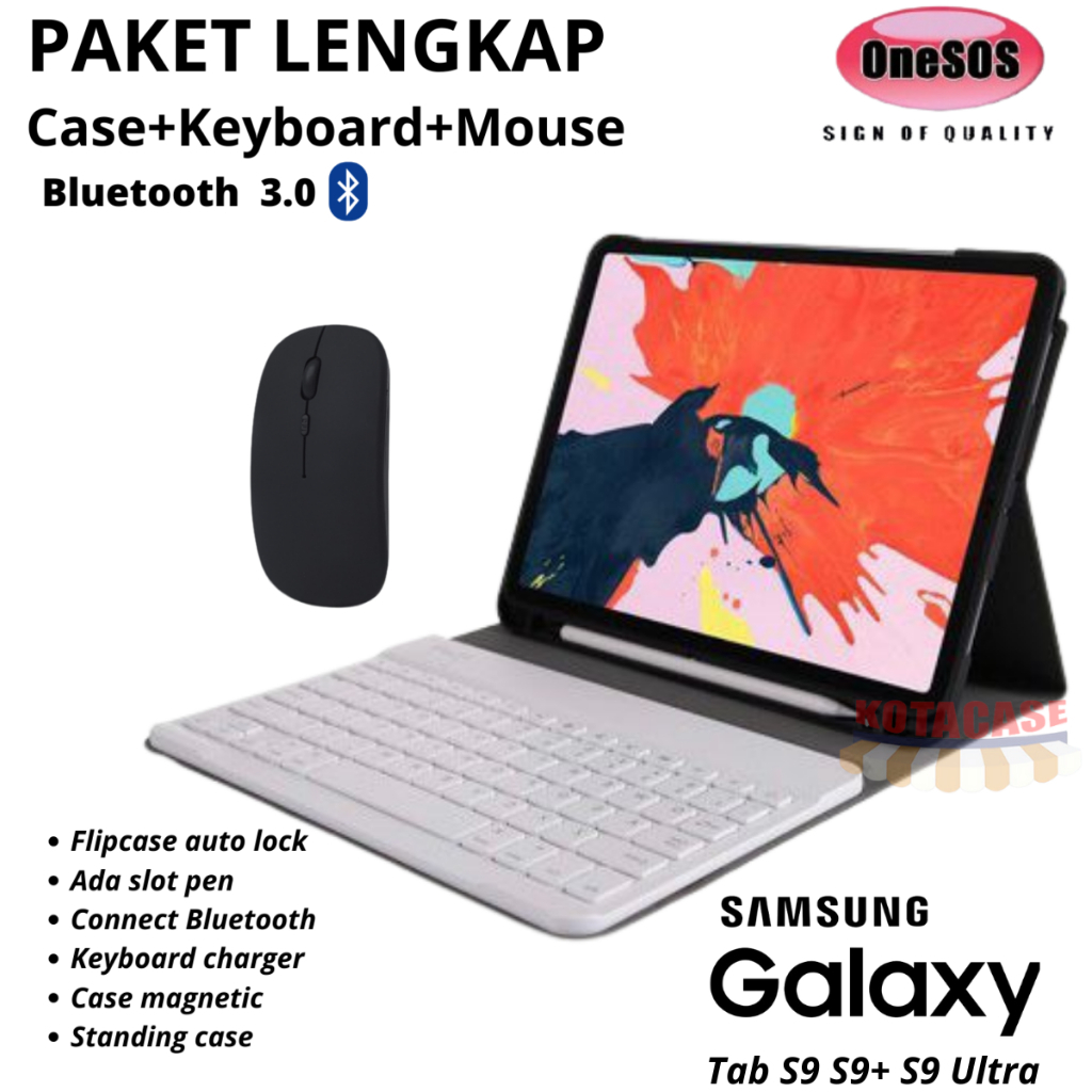 PAKET CASE KEYBOARD Samsung Galaxy Tab S9 / S9 FE S9+ / S9 FE+ S9 Ultra Case Sarung + Keyboard +