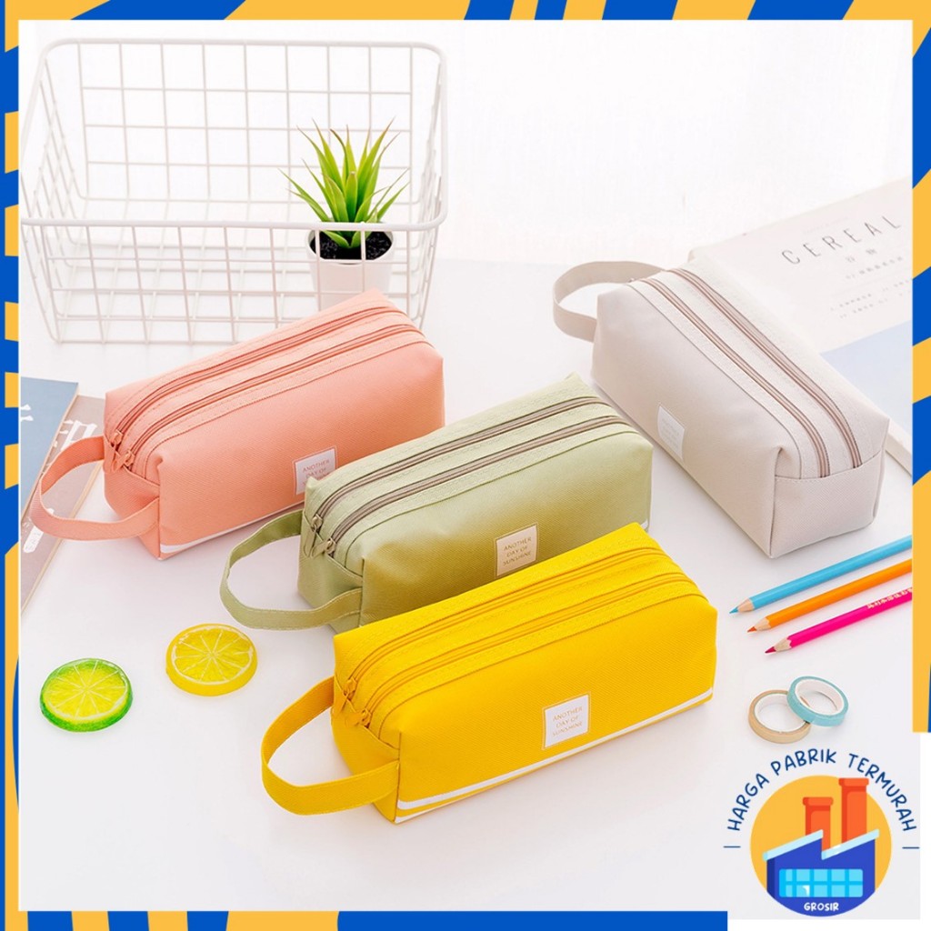 

HPT Kotak Pensil Dan Stationery Dual Zipper Dompet Pensil 2 Pouch Tempat Alat Tulis Perlengkapan Sekolah Dua Sisi Resleting
