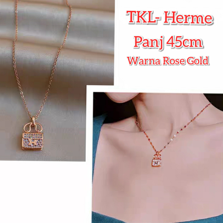 TITANIUM KALUNG WANITA LIONTIN MOTIF TAS KOREA FASHION/TKL-107