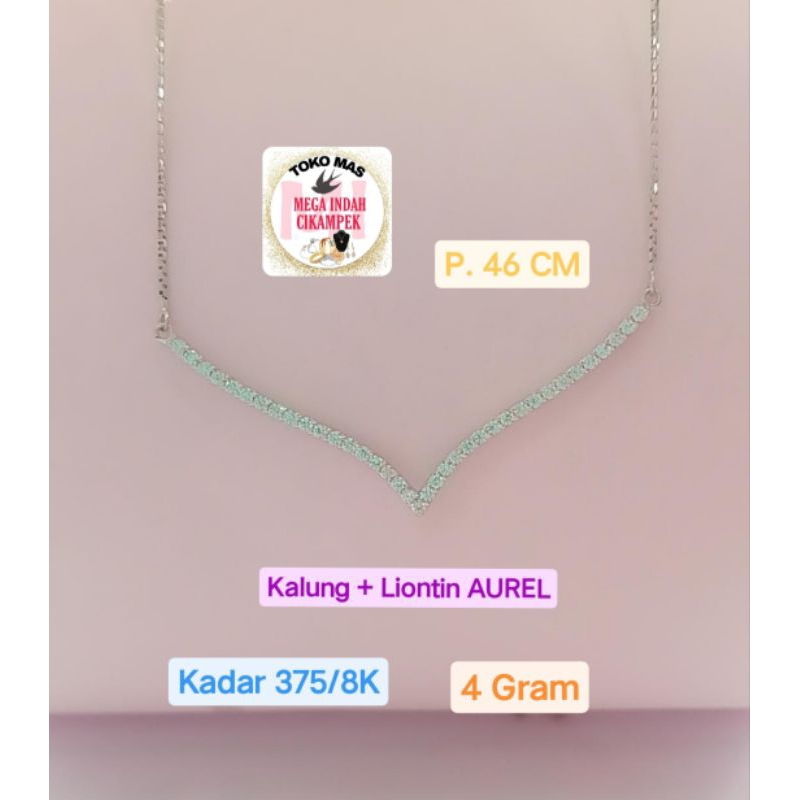 kalung aurel mas putih kadar 375/8K || 4Gram