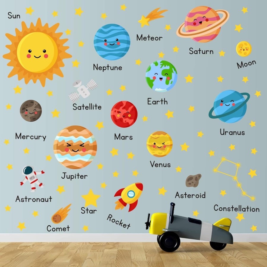 K97 Wallsticker anak stiker dinding Astronot Luar Angkasa Planet