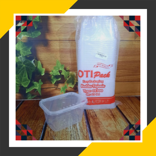 Terbaru Tepak Plastik/Tepak Salad/Tepak Bening Serbaguna/Tepak Rectangle OT 300ml isi 25 Otipack Mur