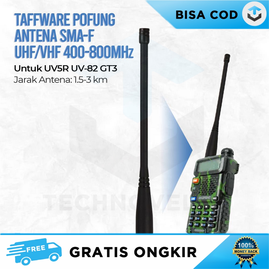 PERALATAN ANTENA HANDY TALKY KONEKTOR SINYAL HT FREKUENSI 3KM UHF UV5R