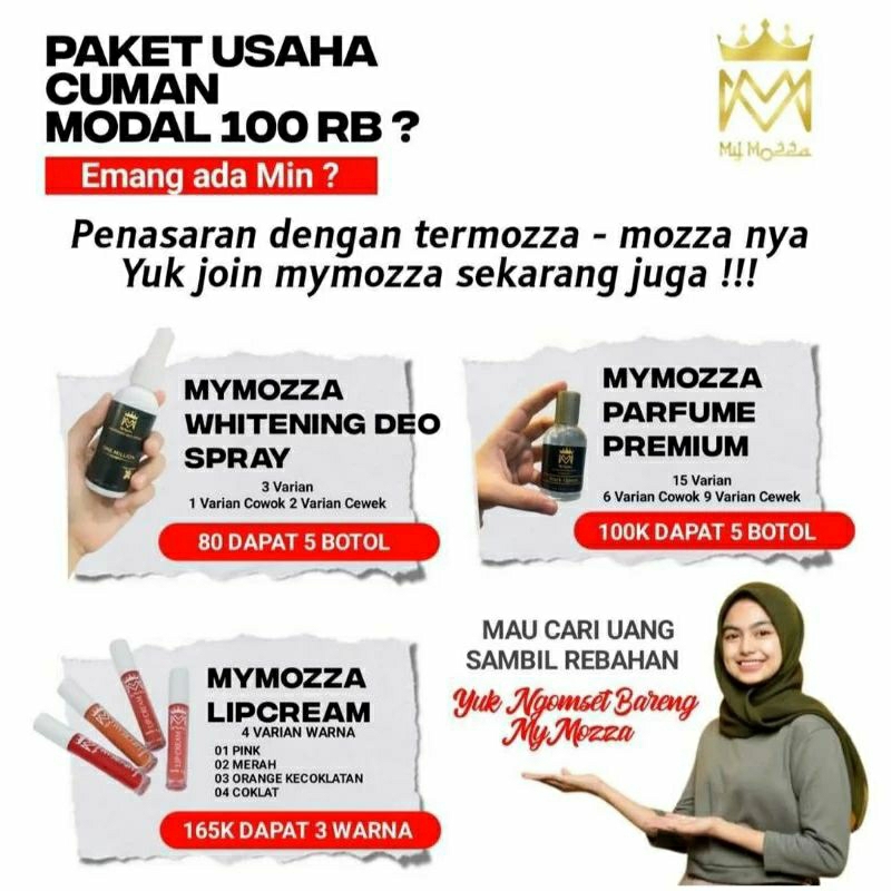 peluang usaha bisnis my mozza parfum deodorant lipcream viral free member resmi