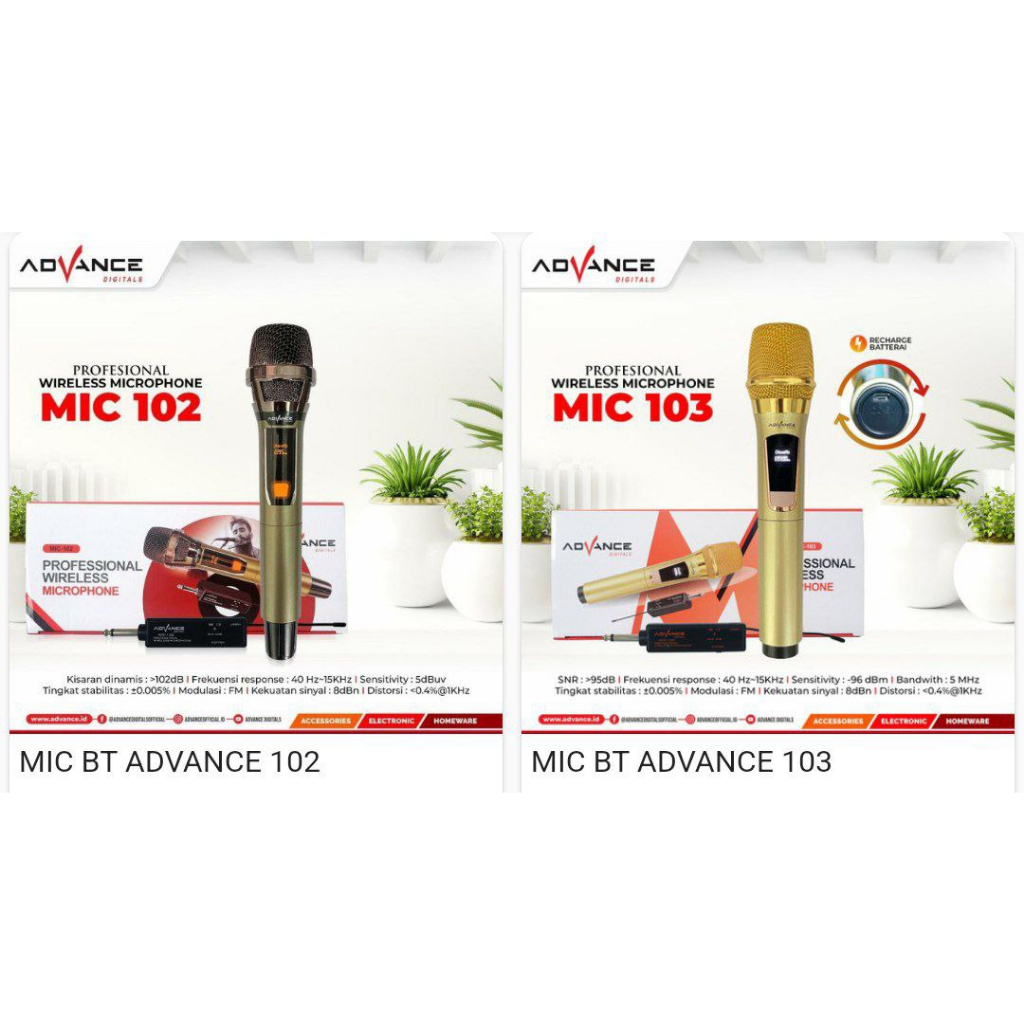 MIC BLUETOOTH ADVANCE 102 | 103 | WIRELLES | MIKROFON KARAOKE