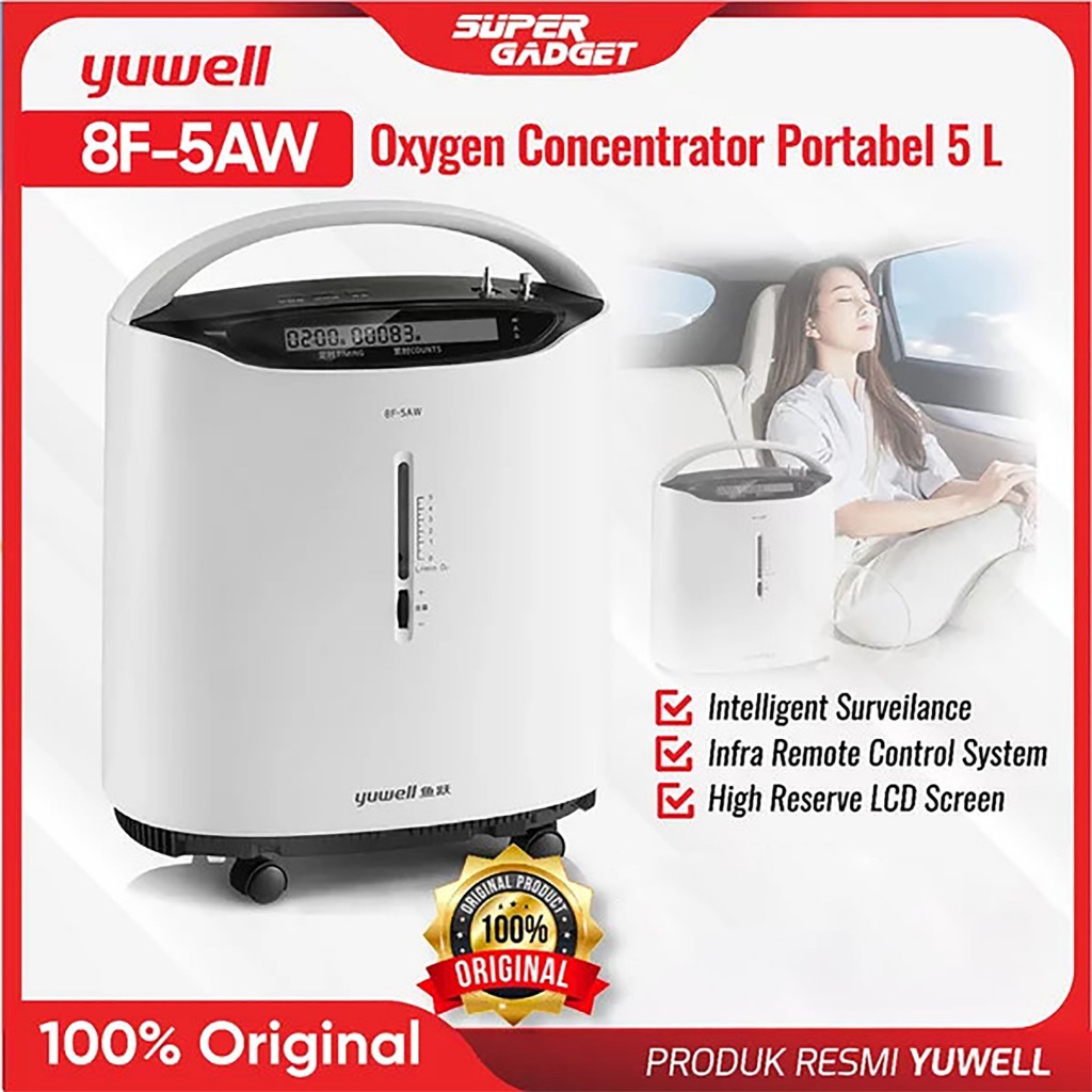 Yuwell YU8F-5AW Oxygen Concentrator Alat Terapi Mesin Penghasil Oksigen 5 L Liter Portable Original