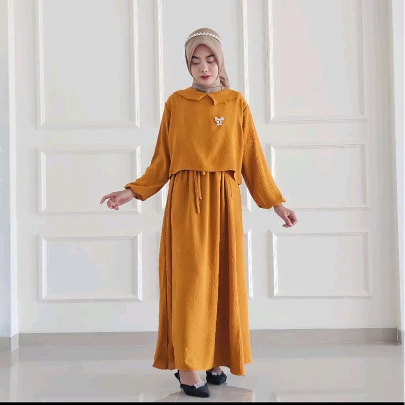 Niami dress gamis crinkle wanita Muslim Dewasa