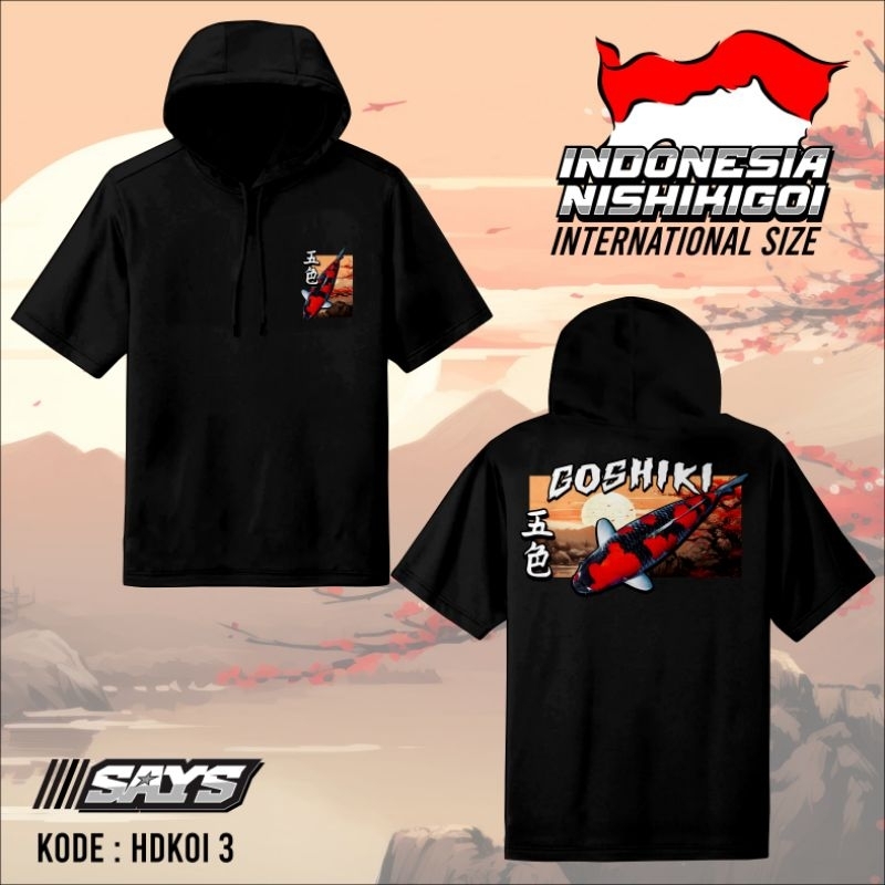 Kaos Kupluk Ts Hoodie ikan koi 3 goshiki