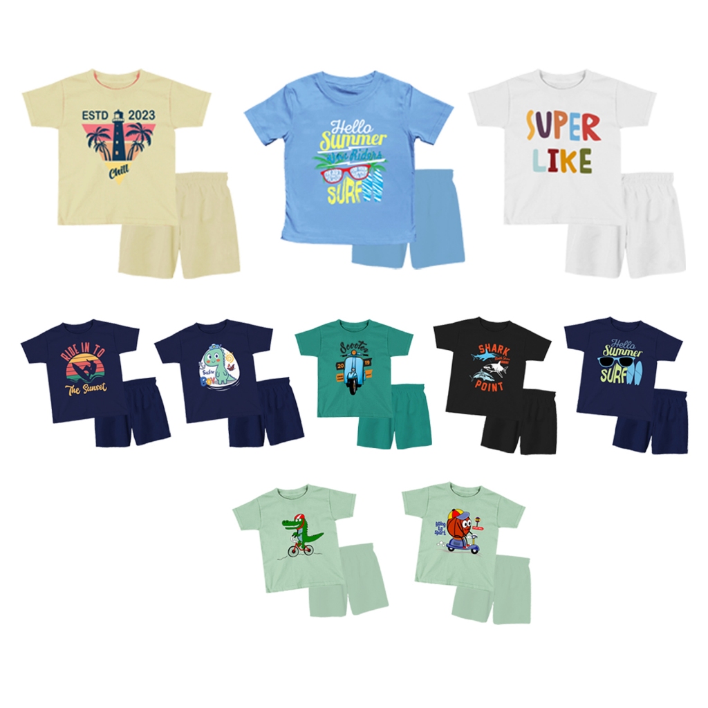 Setelan Anak / Stelan Baju Anak / Setelan Couple Anak Perempuan Laki laki Unisex Katun Combed 30s Di