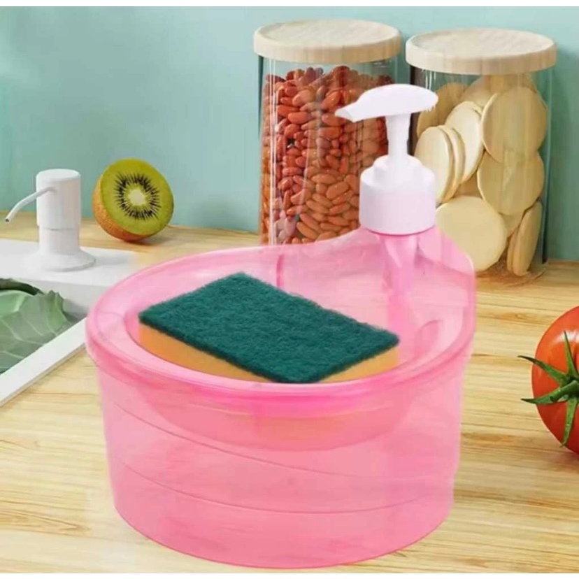 Dispenser Sabun Cair Botol Soap Pump dengan Spons Cuci Piring — 7
