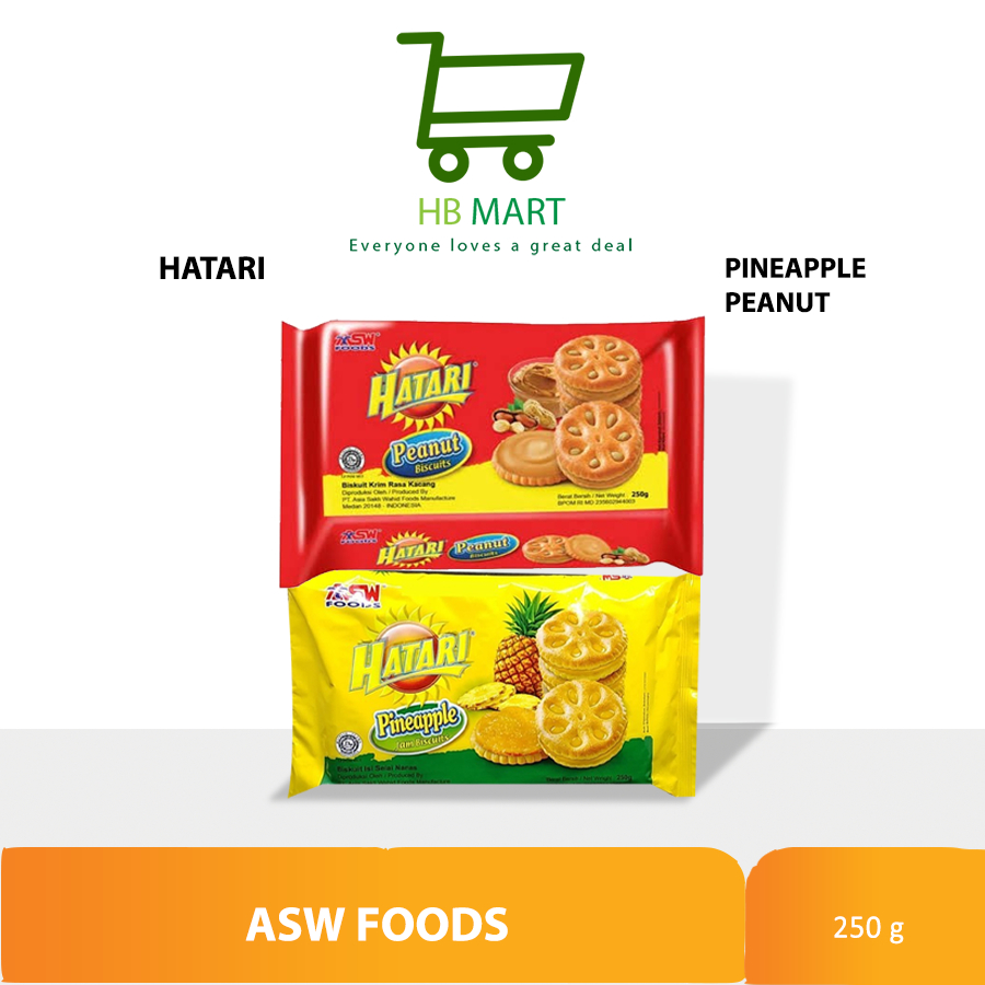 

HATARI PINEAPPLE JAM BISCUITS 250GR / ASW BISCUIT HATARI PEANUT 225GR