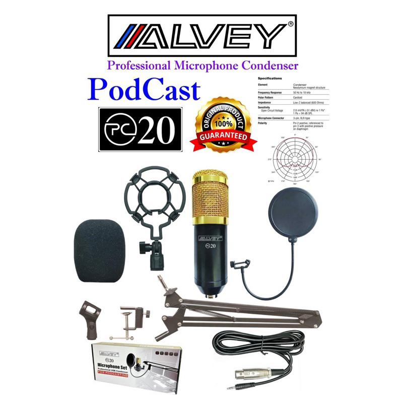 ALVEY PODCAST MIC ALVEY PC20 MIC STUDIO ALVEY MICROPHONE CONDENSOR MIKROFON KONDENSOR MIKROFON PODCA