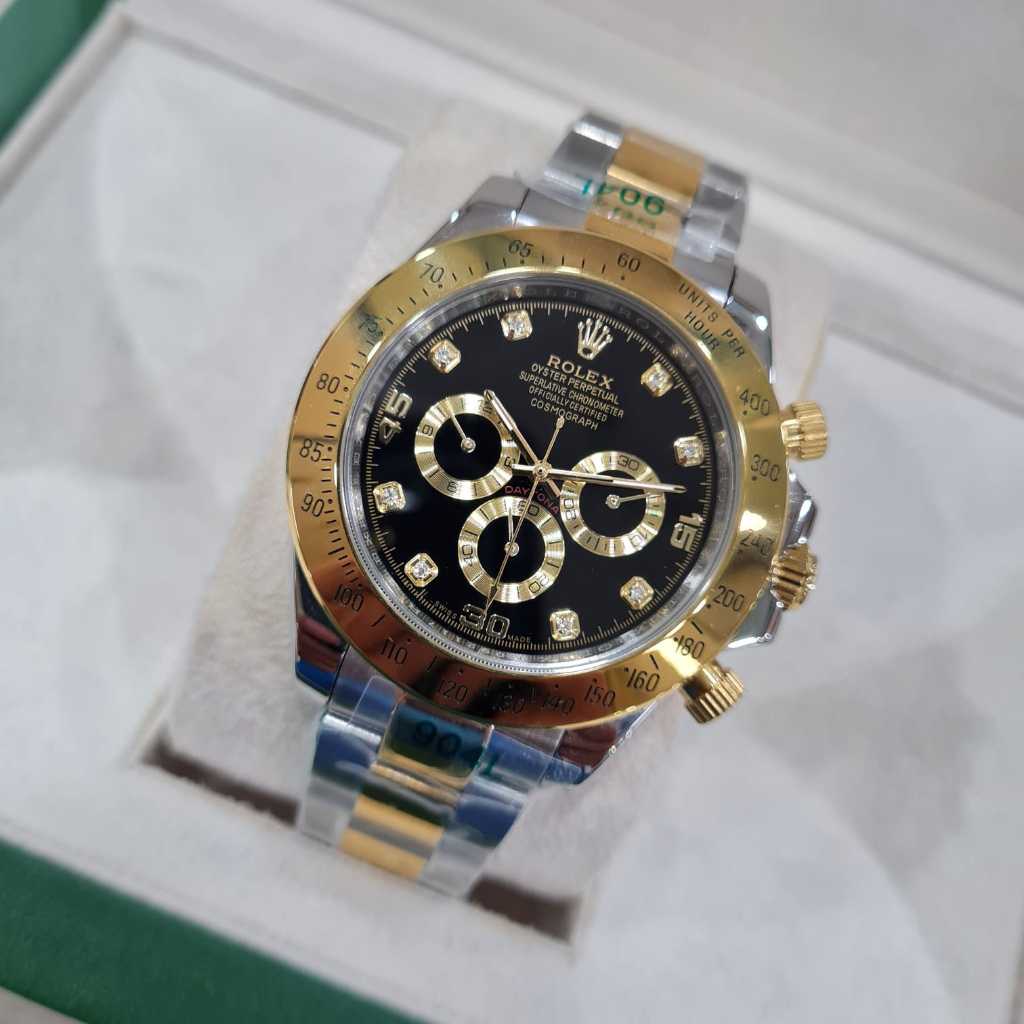 Jam Tangan Pria Rolex Daytona Gold Automatic Chronograph Super Premium