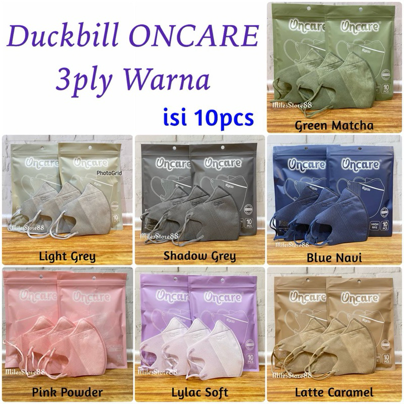 Masker DUCKBILL ONCARE Emboss Warna 3ply isi 10pcs - Masker Face Mask