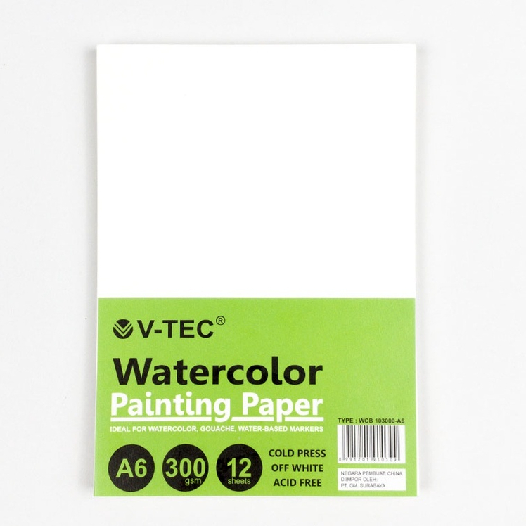 

V-TEC A6 Water Colour Paper 300gsm - 12 Sheets : WCB 103000-A6