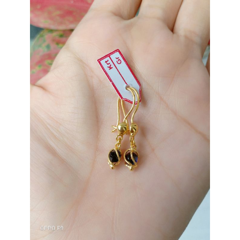 anting perak asli lapis emas 22k