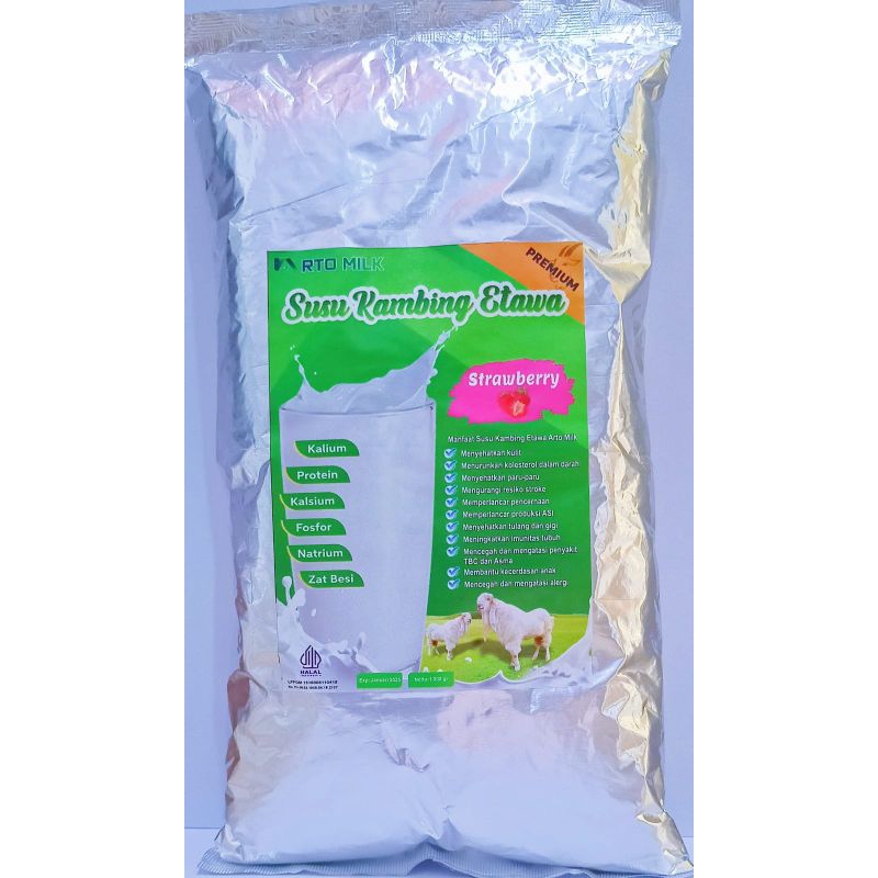 

susu bubuk kambing etawa premium varian rasa strawberry 1kg Arto milk